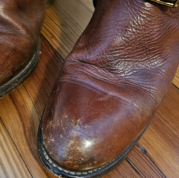 Frye Campus Boots Brown Leather Vintage With Buckle Size 8.5 - Picture 3 of 10